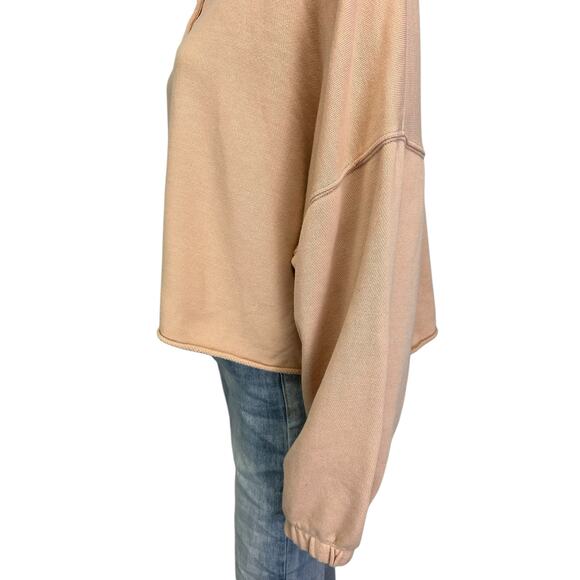 Aerie Fleece Of Mind Cropped Polo Sweatshirt Pink Collared Oversized Size L - Picture 7 of 9